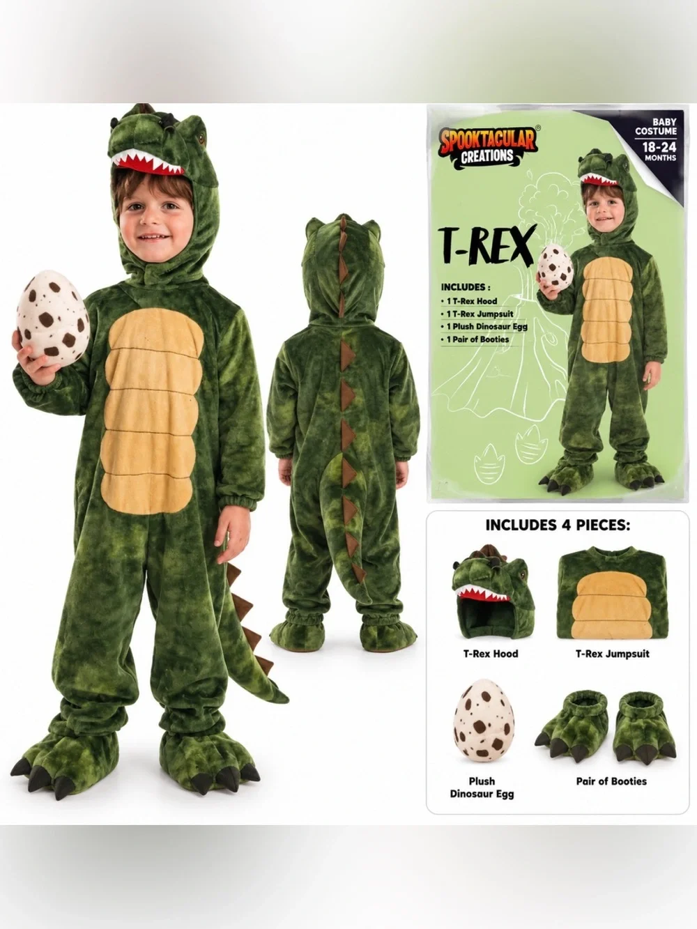 Spooktacular Creations T-Rex Dinosaur Baby Halloween Costume 18-24 Months 4 Piec